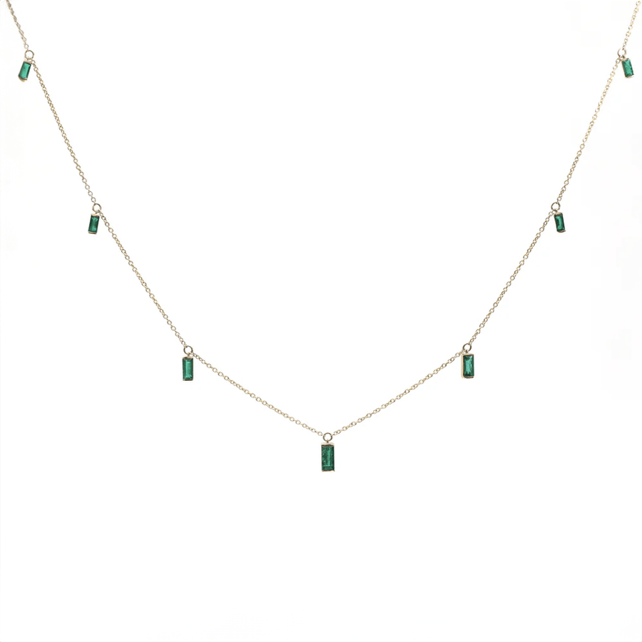 Necklace Yellow Gold / 14K 14 & 18K Gold Emerald Baguette Necklace