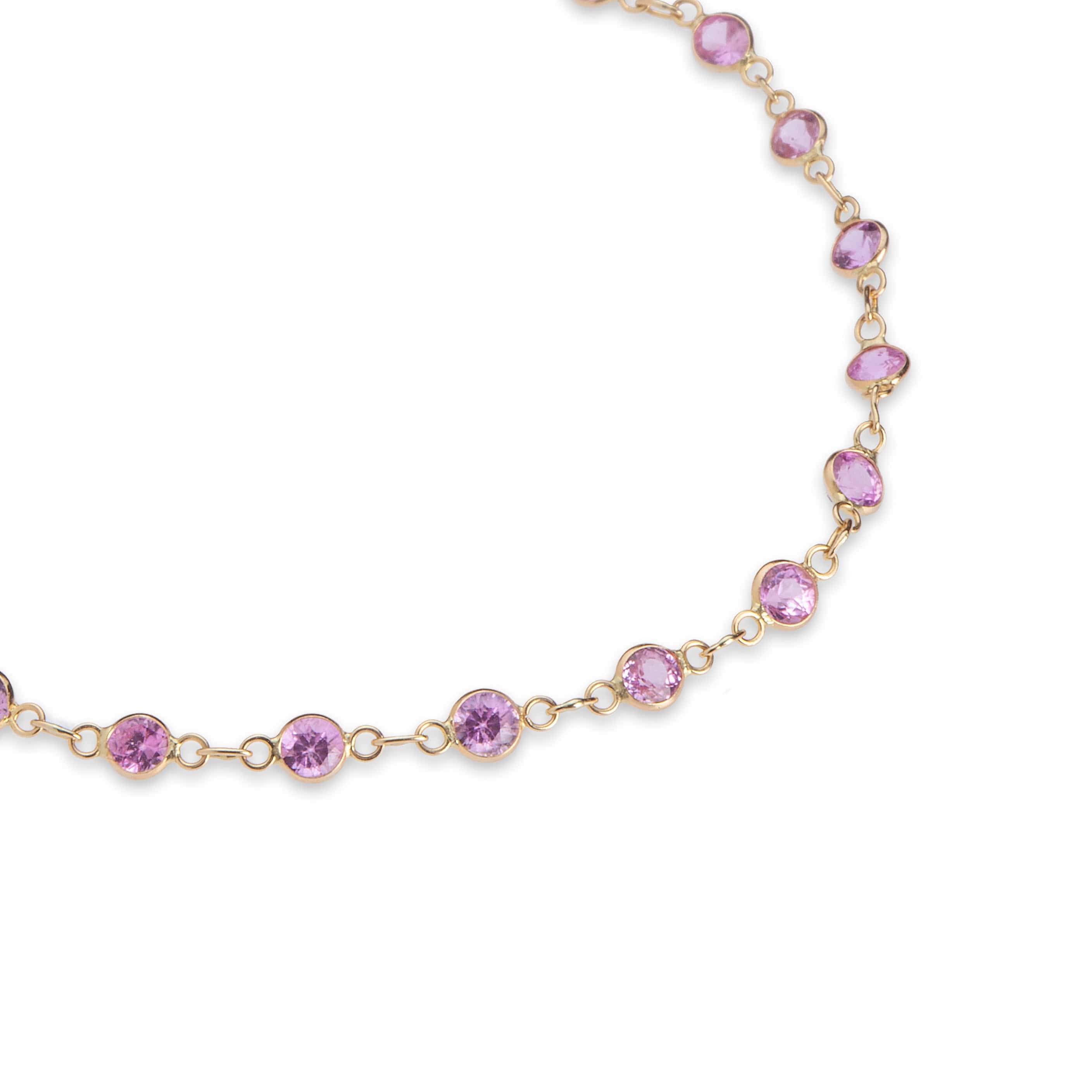 Necklace yellow gold 14K Gold Pink Sapphire Strand Necklace