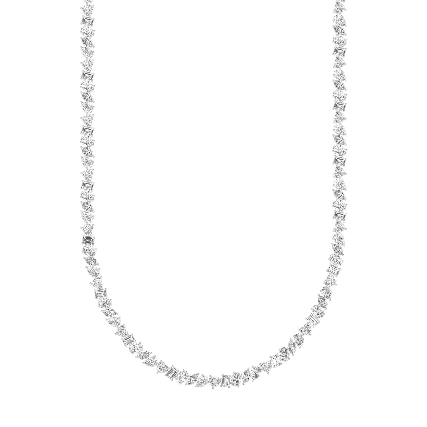 Necklaces 14K & 18K Gold and Diamond Tennis Necklace Multi-shpae, Lab Grown, 17.25 ct