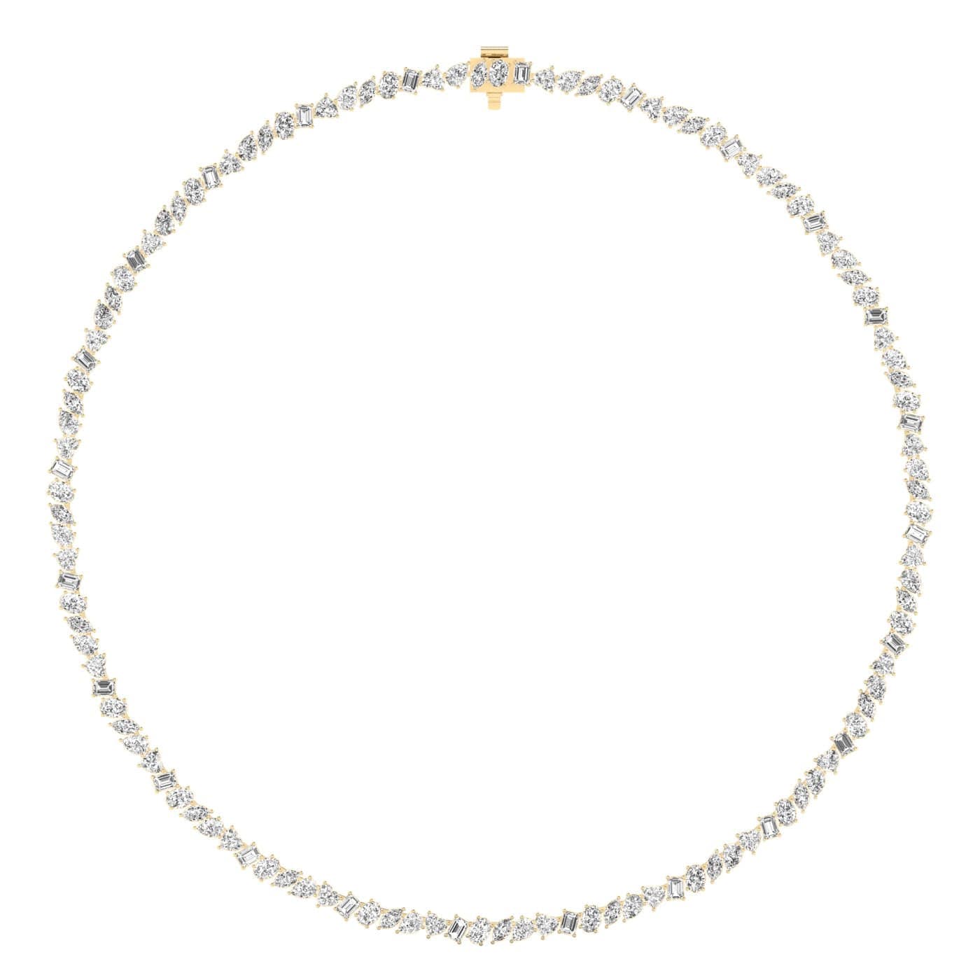 Necklaces 14K & 18K Gold and Diamond Tennis Necklace Multi-shpae, Lab Grown, 17.25 ct