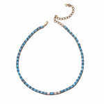 Necklaces 14K & 18K Gold East West Blue Topaz & Diamond Necklace