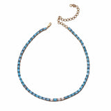 Necklaces 14K & 18K Gold East West Blue Topaz & Diamond Necklace