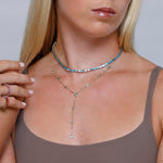 Necklaces 14K & 18K Gold East West Blue Topaz & Diamond Necklace