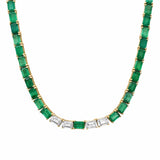 Necklaces 14K & 18K Gold East West Emerald & Diamond Necklace