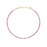 Necklaces 14K & 18K Gold East West Oval Cut Pink Sapphire & Diamond Necklace