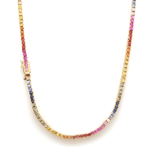 Necklaces 14K & 18K Gold Rainbow Sapphire Diamond Tennis Necklace