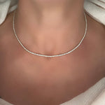 Necklaces 14K Gold and Diamond Tennis Necklace 3-Prong Setting