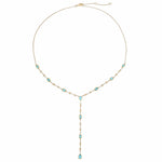 Necklaces 14K Gold Blue Topaz & Diamond Y Necklace