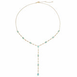 Necklaces 14K Gold Blue Topaz & Diamond Y Necklace