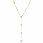 Necklaces 14K Gold Blue Topaz & Diamond Y Necklace