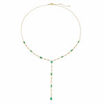 Necklaces 14K Gold Emerald & Diamond Y Necklace