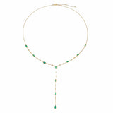 Necklaces 14K Gold Emerald & Diamond Y Necklace