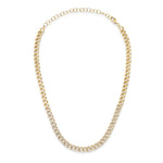 Necklaces 14K Gold Micro-Pave Diamond Cuban Link Chain Necklace Adjustable Length