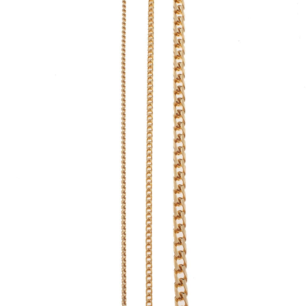 Necklaces 16" / Rose Gold 14K Gold Small Franco Diamond Cut Necklace 2mm