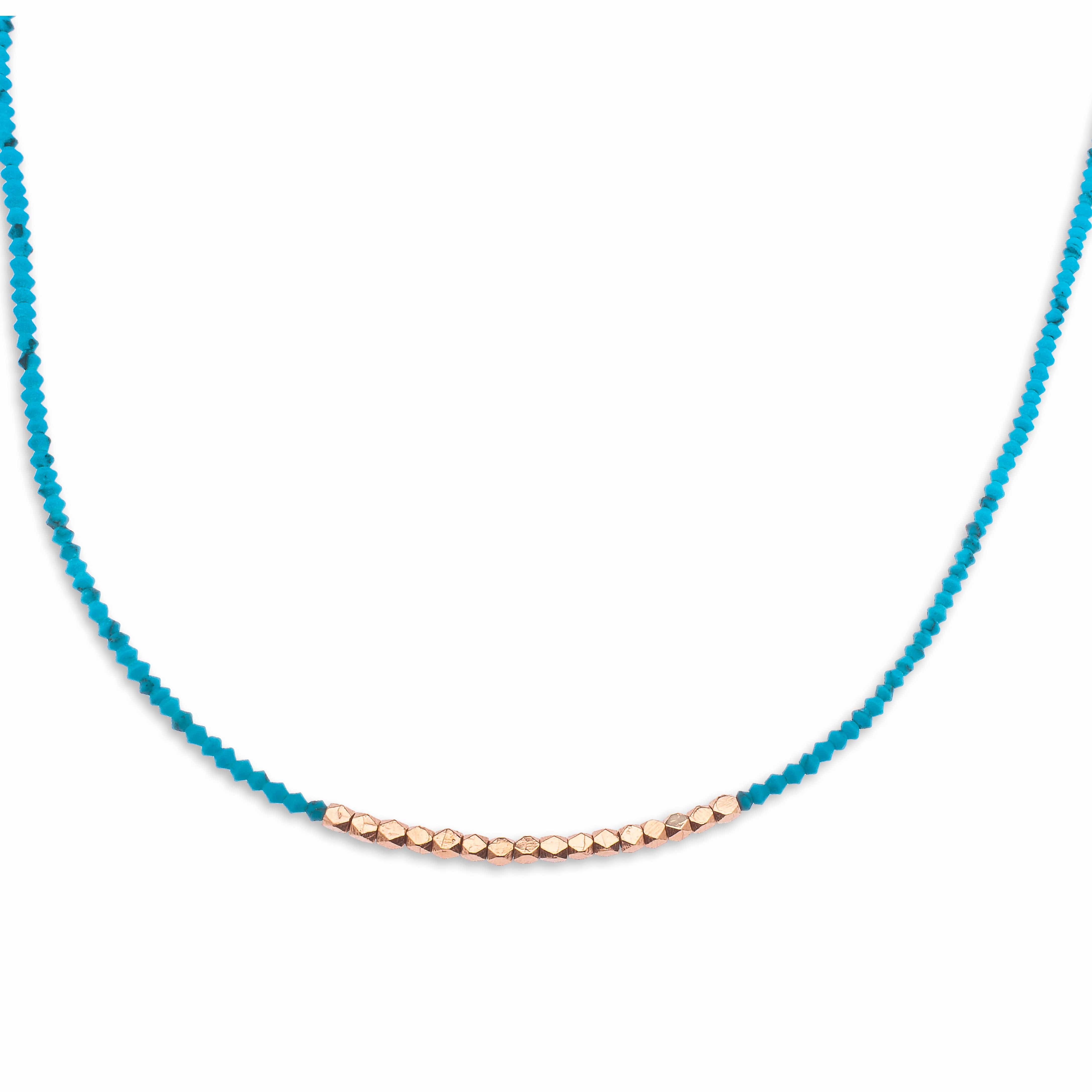 Necklaces 16" Turquoise & 14K Gold Beaded Necklace