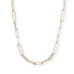 Necklaces 16" / White Gold Medium 14K Gold Paper Clip Necklace, Solid Gold