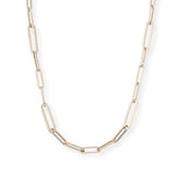 Necklaces 16" / White Gold Medium 14K Gold Paper Clip Necklace, Solid Gold