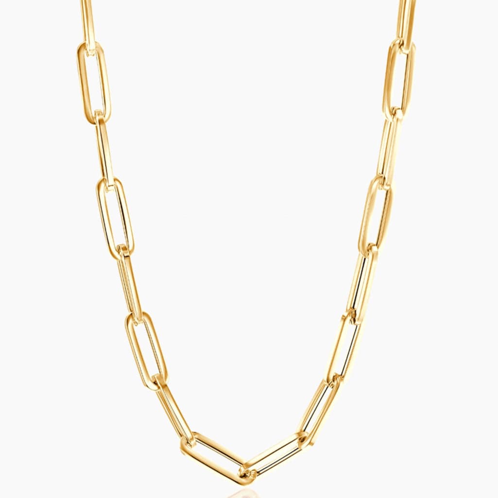 Necklaces 16" / Yellow Gold 14K Gold Large Gold Paper Clip Necklace 4.2mm