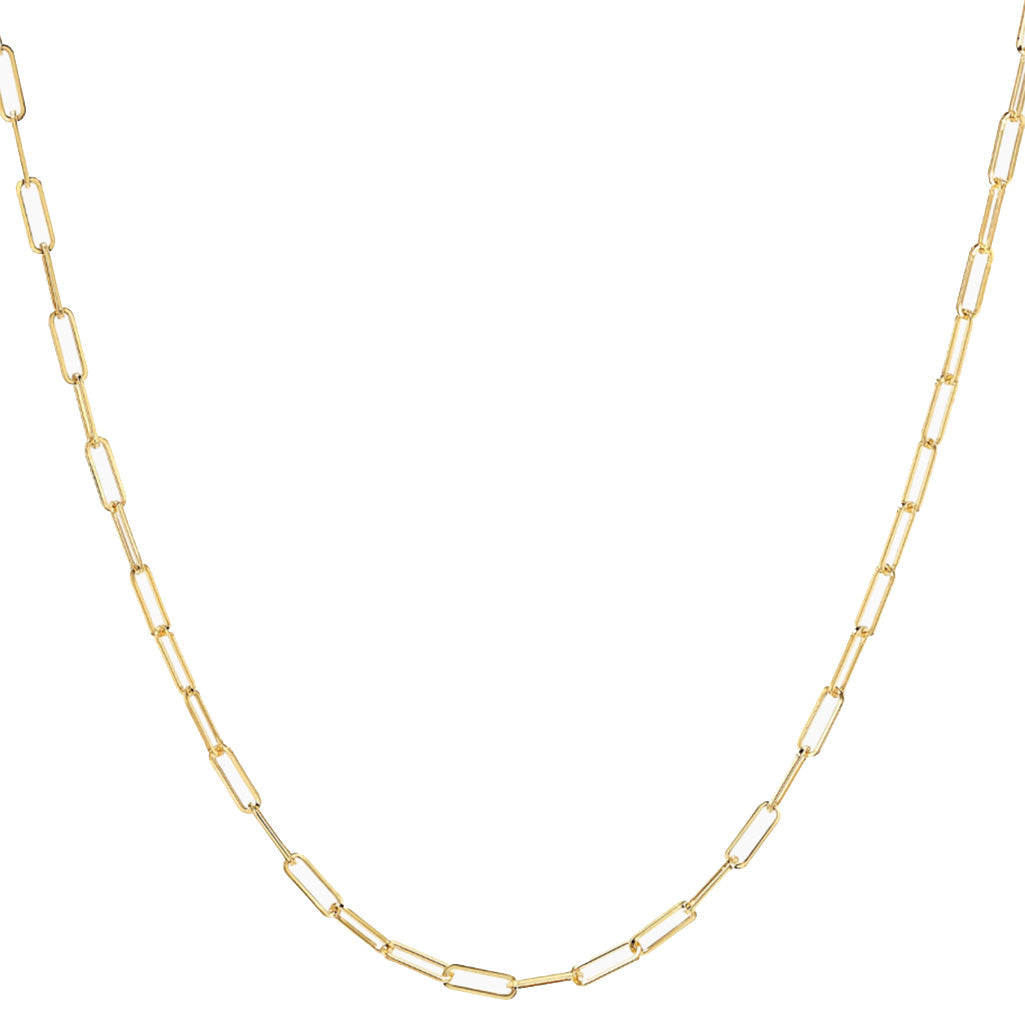 Necklaces 16" / Yellow Gold Small 14K Gold Paper Clip Necklace 2.0mm-No Clasp