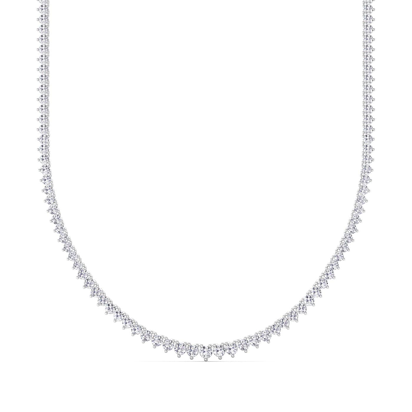 Necklaces 8.5 / White Gold / 14K 14K & 18K Gold and Diamond Tennis Necklace Graduated 3-Prong Setting, Lab Grown, 8.5-11.5cts