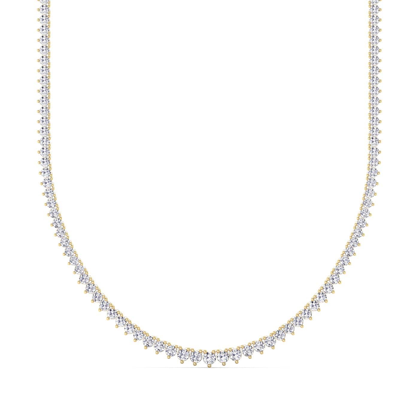 Necklaces 8.5 / Yellow Gold / 14K 14K & 18K Gold and Diamond Tennis Necklace Graduated 3-Prong Setting, Lab Grown, 8.5-11.5cts