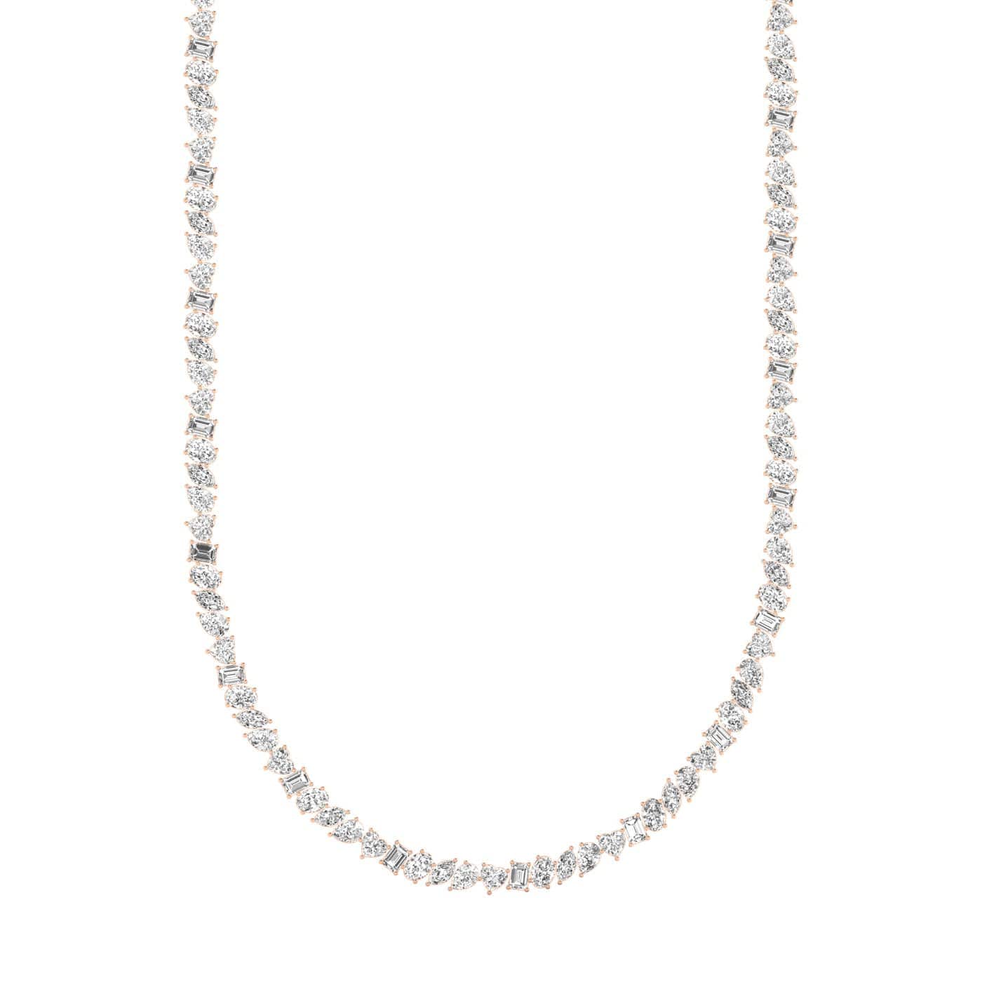 Necklaces Rose Gold / 14K 14K & 18K Gold and Diamond Tennis Necklace Multi-shpae, Lab Grown, 17.25 ct