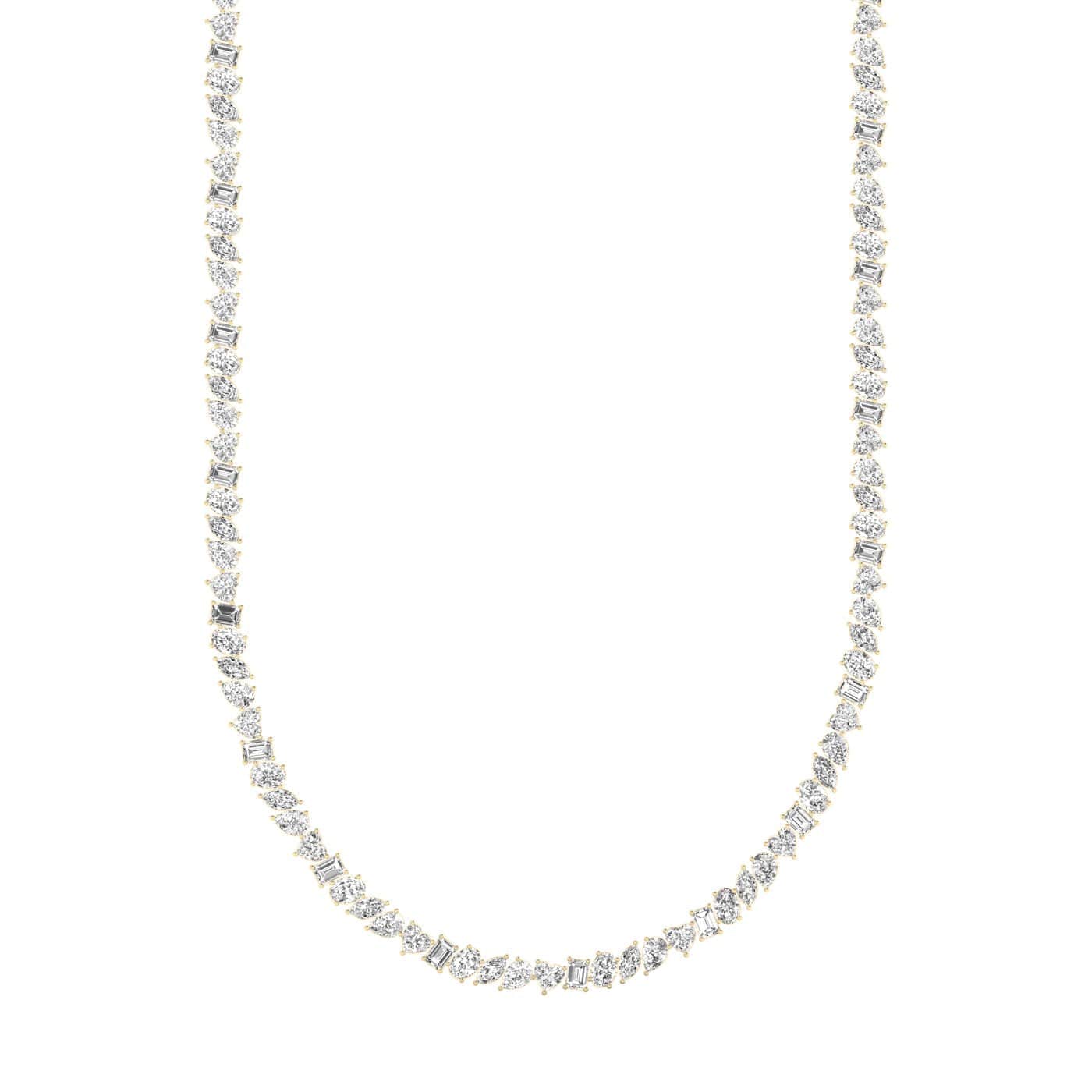 Necklaces Yellow Gold / 14K 14K & 18K Gold and Diamond Tennis Necklace Multi-shpae, Lab Grown, 17.25 ct