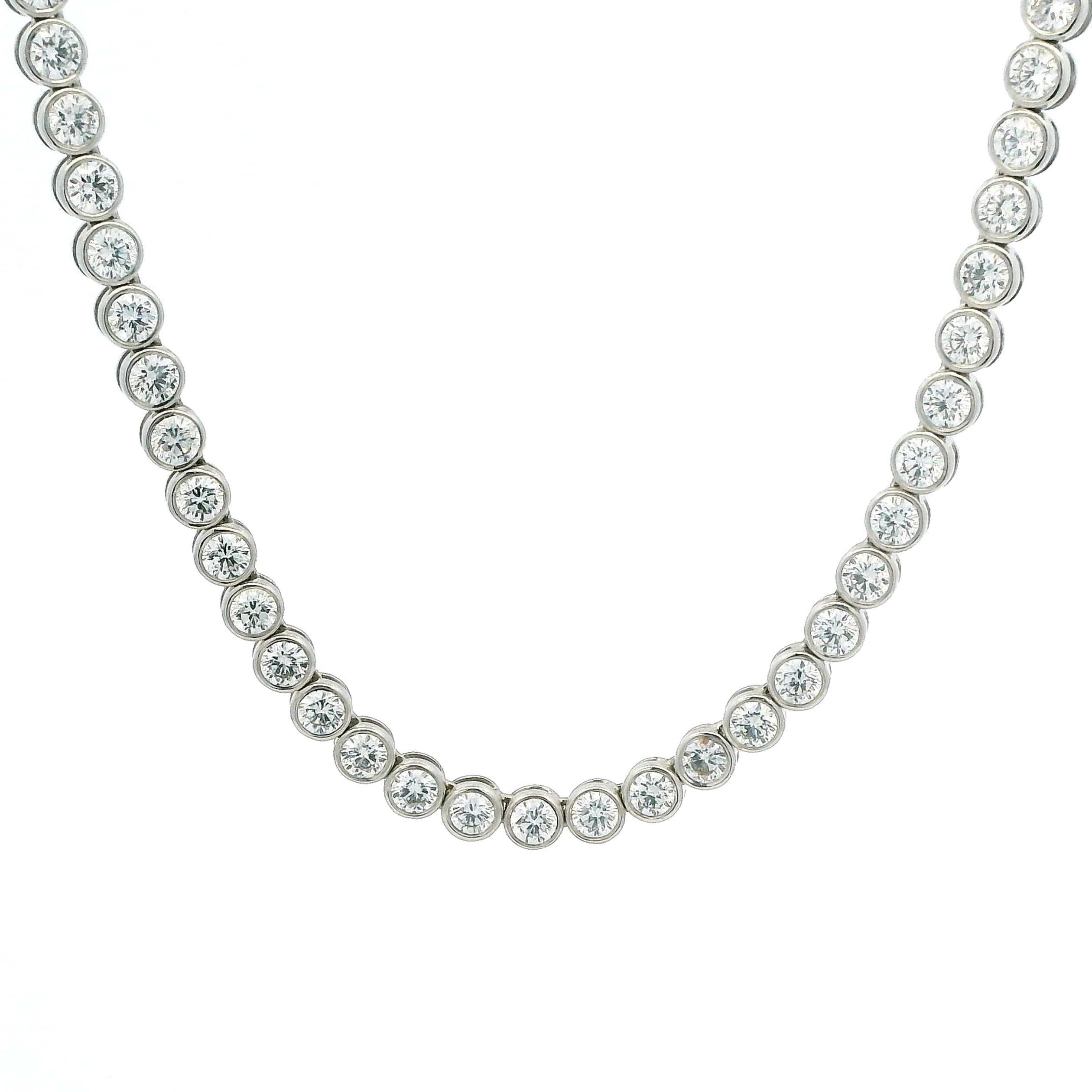 Necklaces Yellow Gold / 14K 14K & 18K Gold Bezel Set Round Brilliant Diamond Necklace, Lab Grown