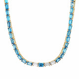 Necklaces Yellow Gold / 14K 14K & 18K Gold East West Blue Topaz & Diamond Necklace & Bracelet