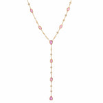 Necklaces Yellow Gold / 14K 14K Gold Pink Sapphire & Diamond Y Necklace