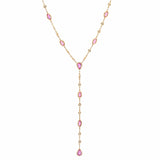 Necklaces Yellow Gold / 14K 14K Gold Pink Sapphire & Diamond Y Necklace