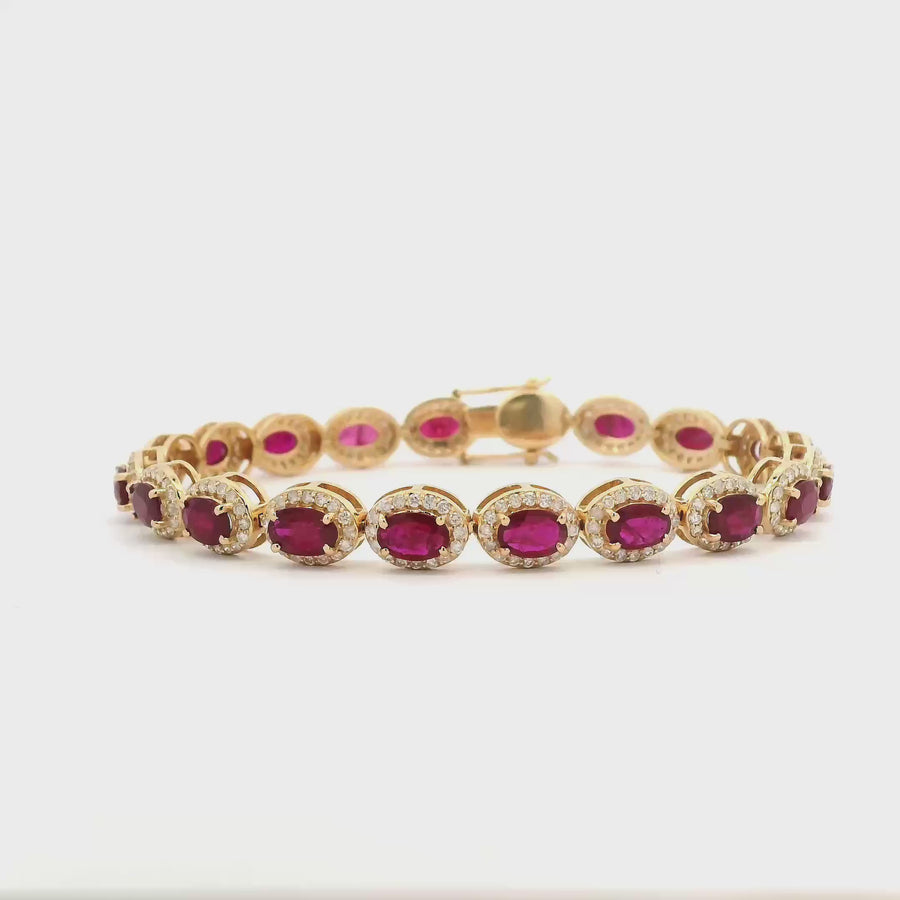 18K Gold Ruby and Diamond Bracelet, Rose Cut