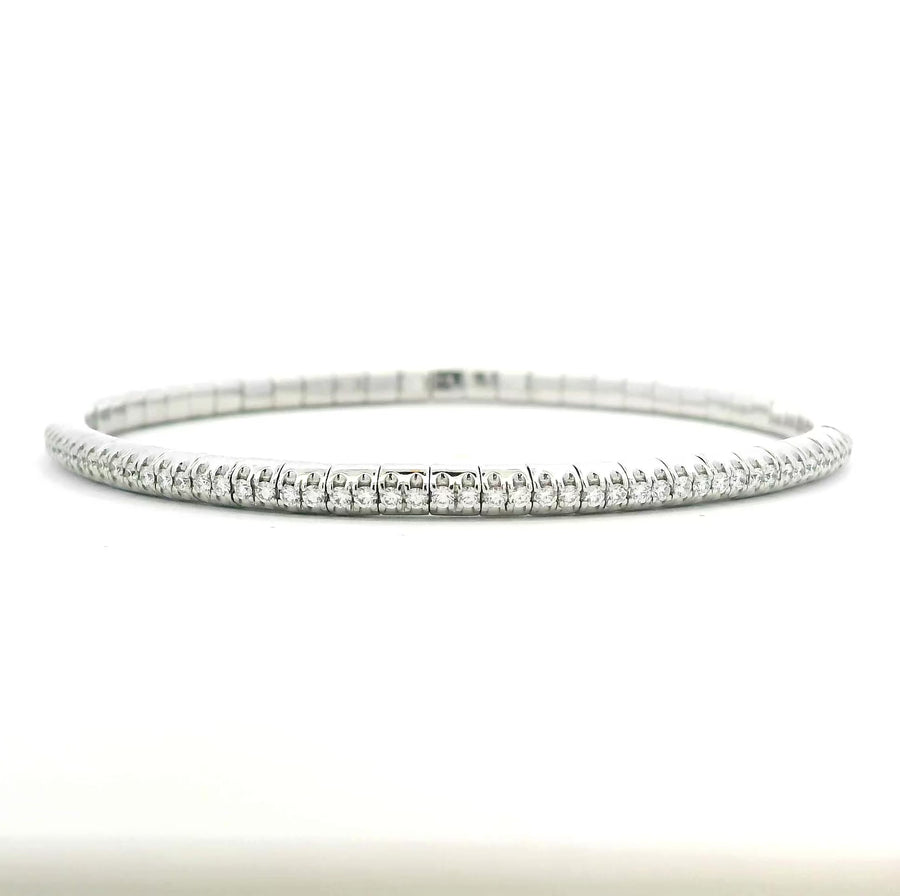 18K Stretch Round Diamond Mini Tennis Bracelet, 1.3  Carats,Lab Grown