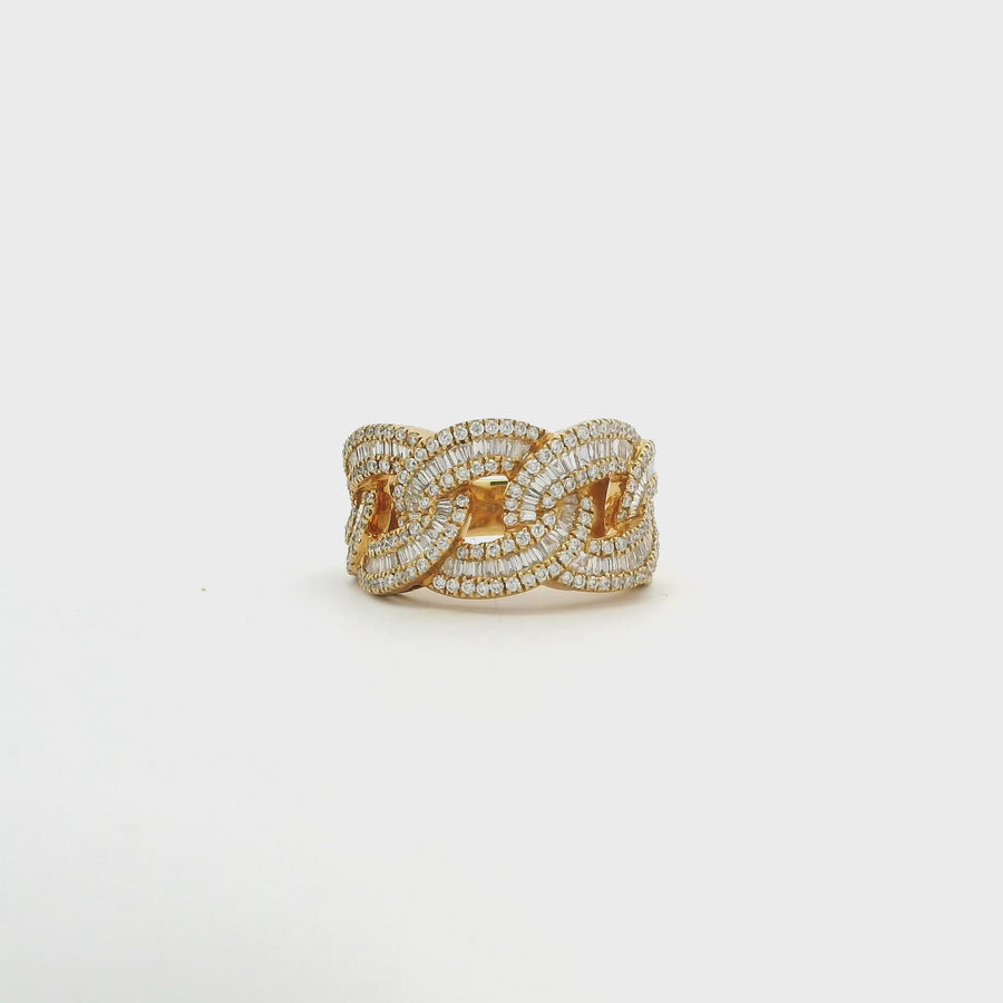 18K Gold Diamond Cuban Link Ring