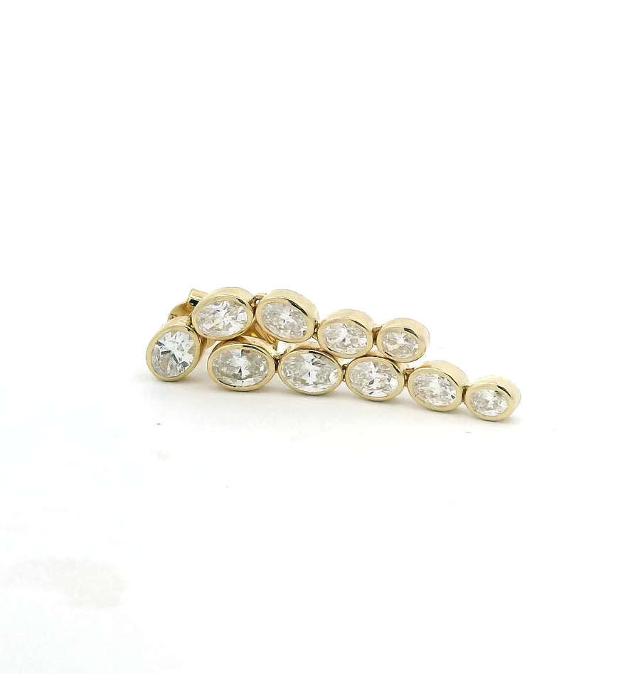 Oval Diamond Bezel Set Drop Earrings, Lab Grown