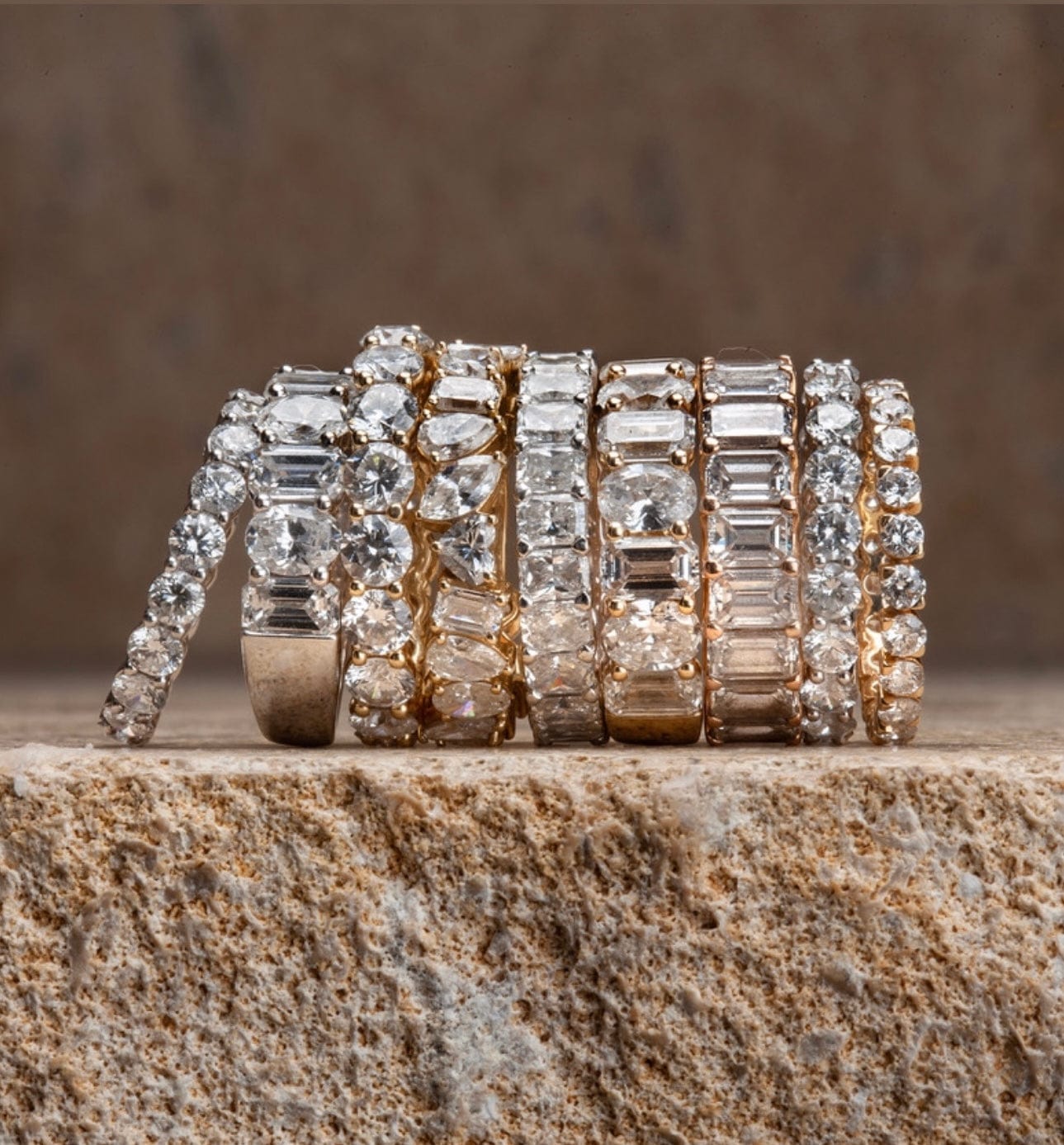 Rings 14K & 18K Gold and Multi-Shape Diamond Eternity Band Lab Grown