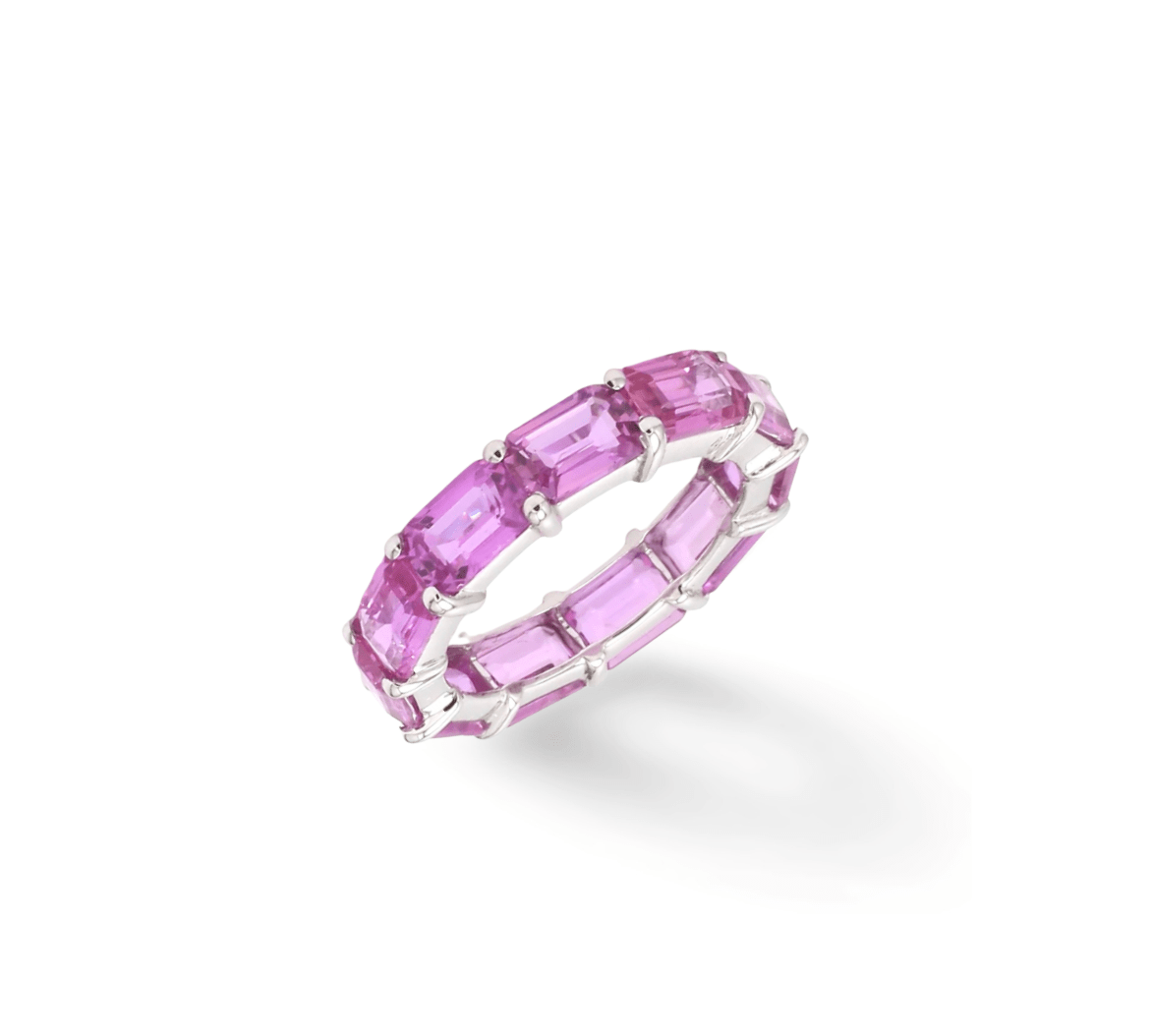 Rings 14K & 18K Gold East West Pink Sapphire Eternity Ring