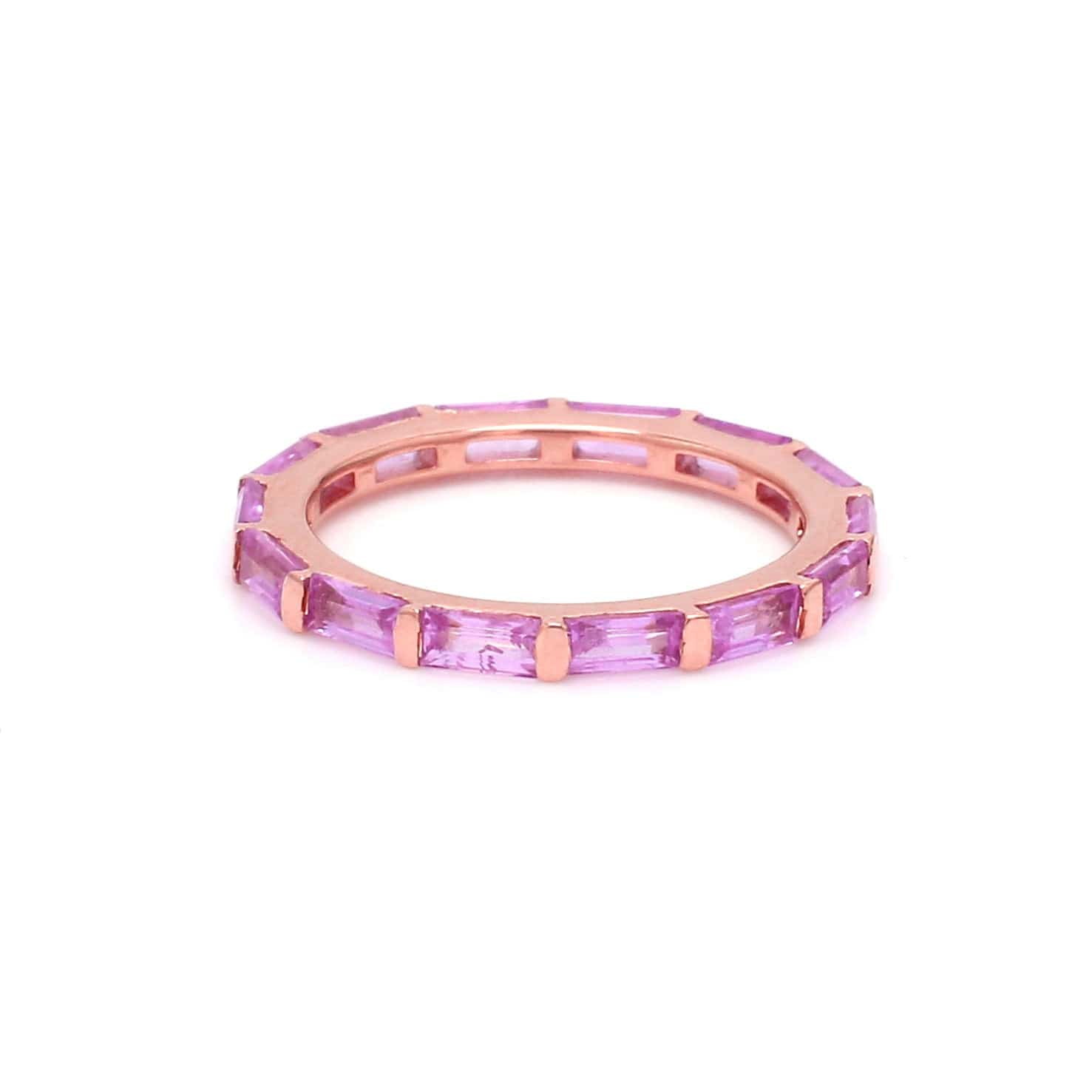 Rings 14K & 18K Gold East West Pink Sapphire Eternity Ring