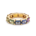 Rings 14K & 18K Gold East West Rainbow Sapphire Eternity Ring