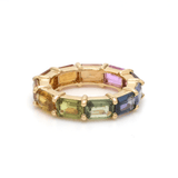 Rings 14K & 18K Gold East West Rainbow Sapphire Eternity Ring