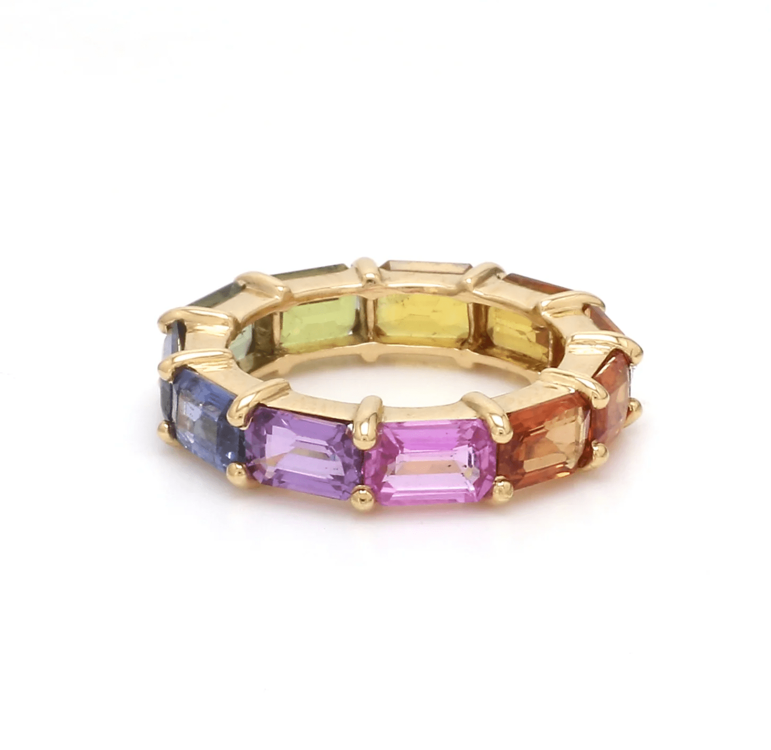 Rings 14K & 18K Gold East West Rainbow Sapphire Eternity Ring