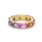 Rings 14K & 18K Gold East West Rainbow Sapphire Eternity Ring