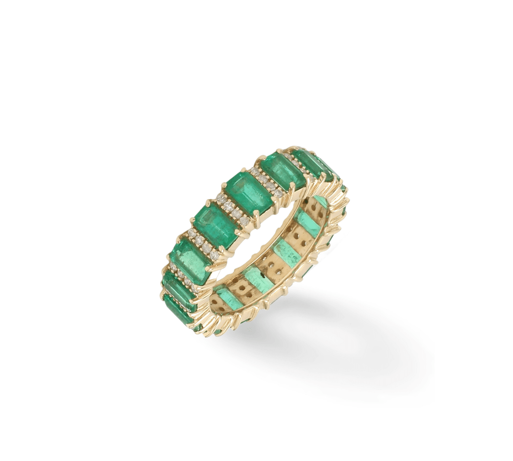 Rings 14K & 18K Gold Emerald and Diamond Eternity Band