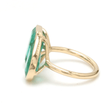 Rings 14K & 18K Gold Emerald Double Stone Bezel Ring, Emerald & Pear cuts