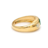 Rings 14K & 18K Gold Heart Emerald & Diamond Dome Ring