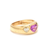 Rings 14K & 18K Gold Heart Pink Sapphire & Diamond Dome Ring