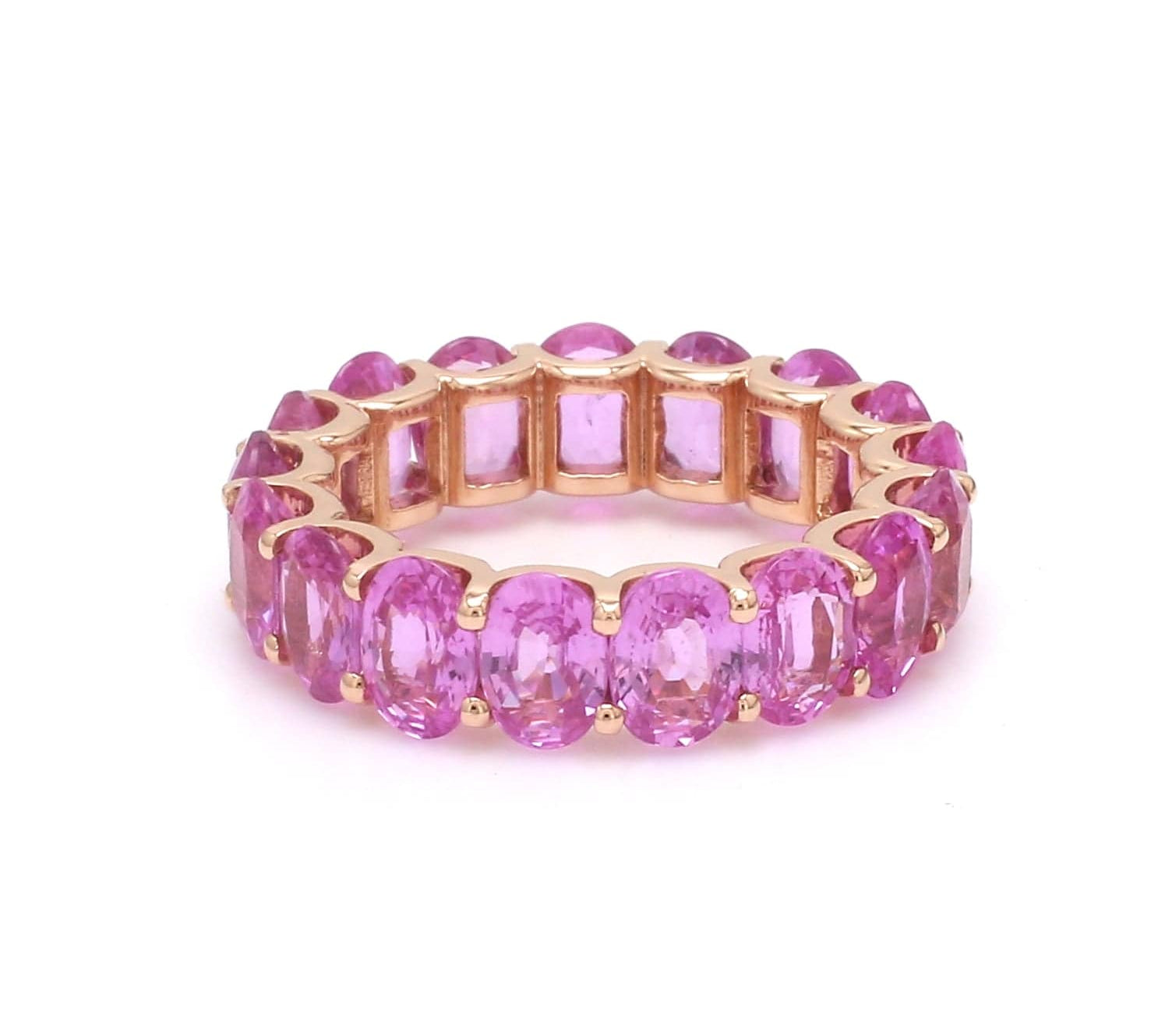 Rings 14K & 18K Gold Pink Sapphire Eternity Band, U Shape Setting