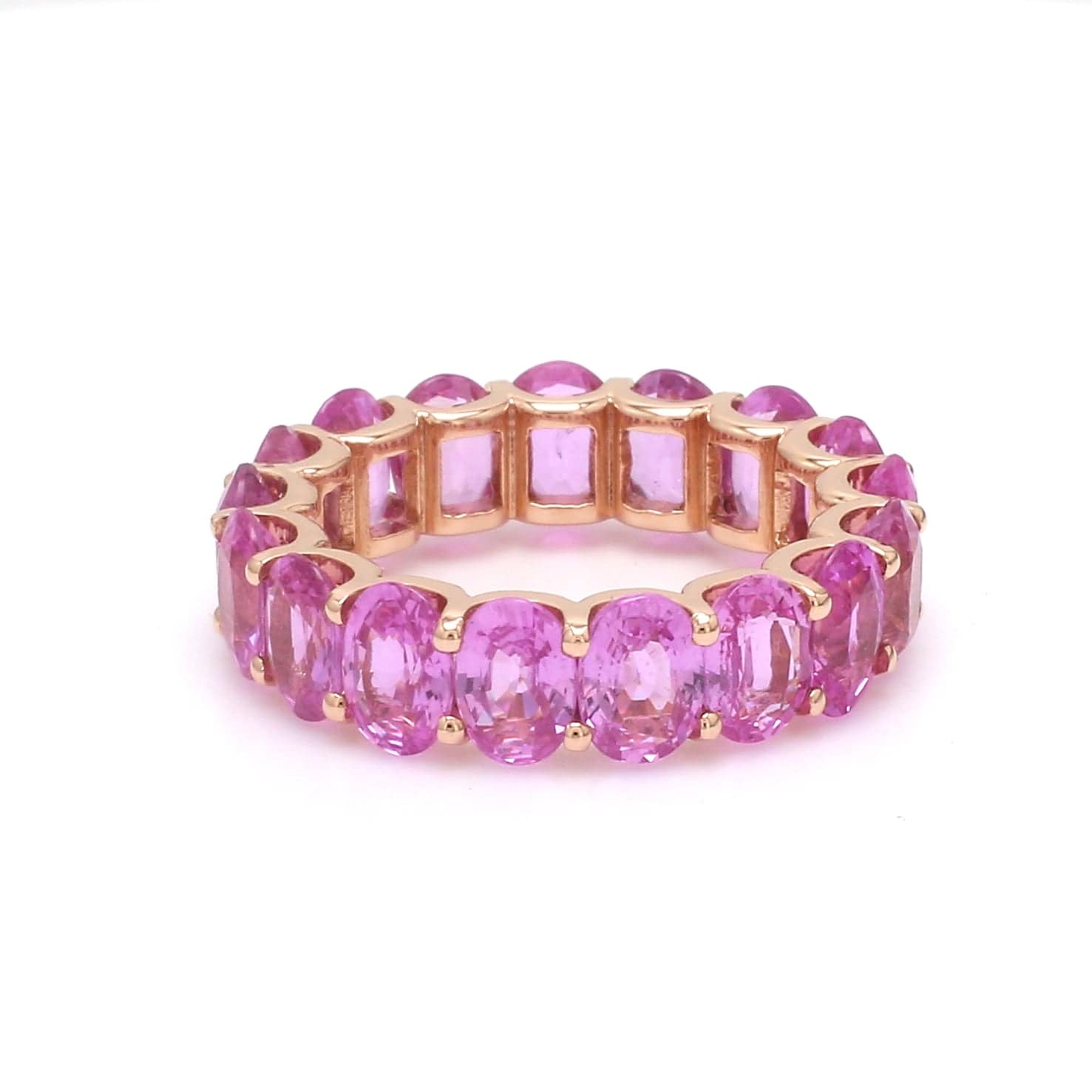 Rings 14K & 18K Gold Pink Sapphire Eternity Band, U Shape Setting