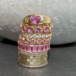 Rings 14K & 18K Gold Pink Sapphire Round Bezel Set Eternity Band