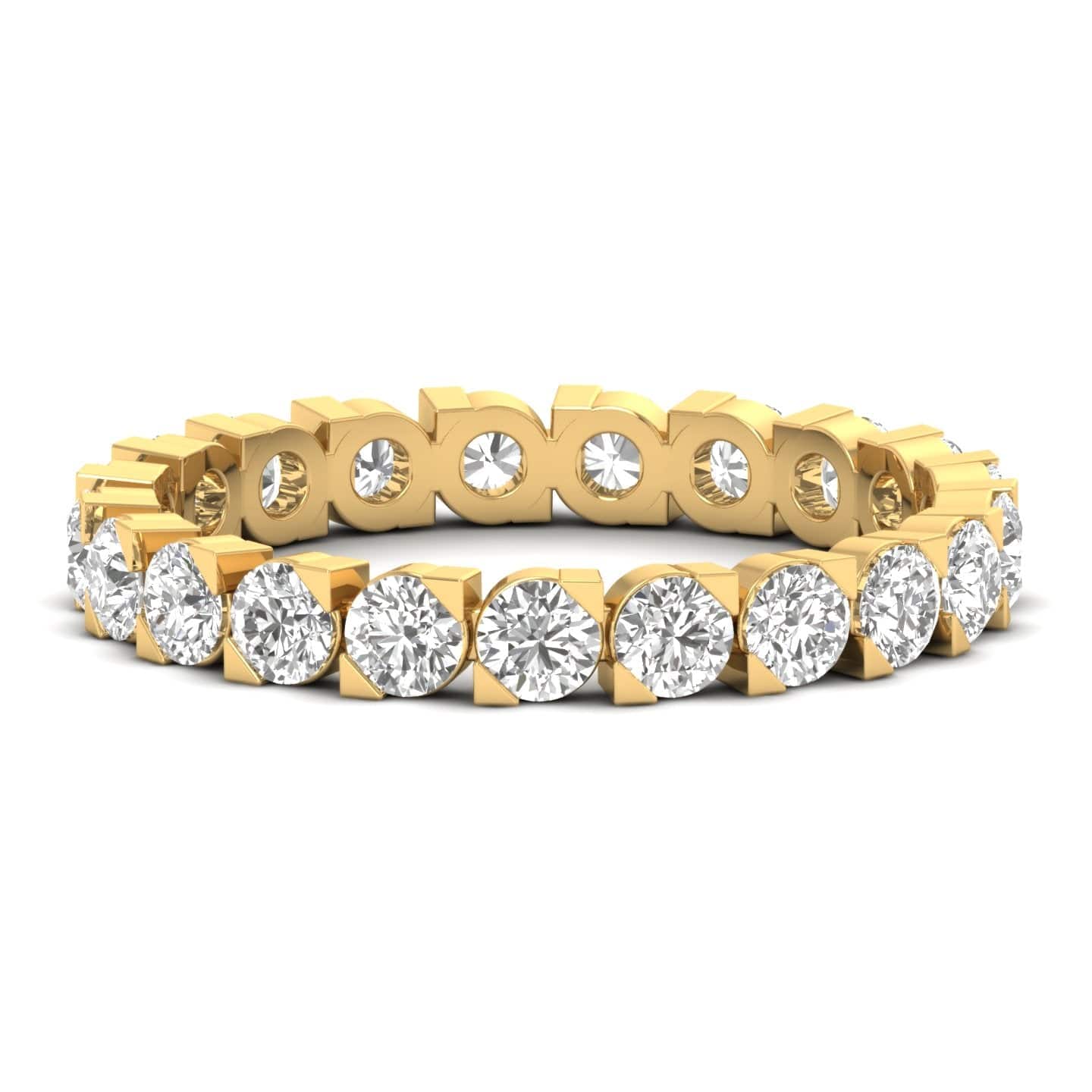 Rings 14K & 18K Gold Round Diamond Eternity Ring, Eye Setting, Lab Grown